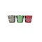 Darice Set of 3 Red, Green and Silver Glitter Snowflake Decorative Christmas Tin Pots 5"